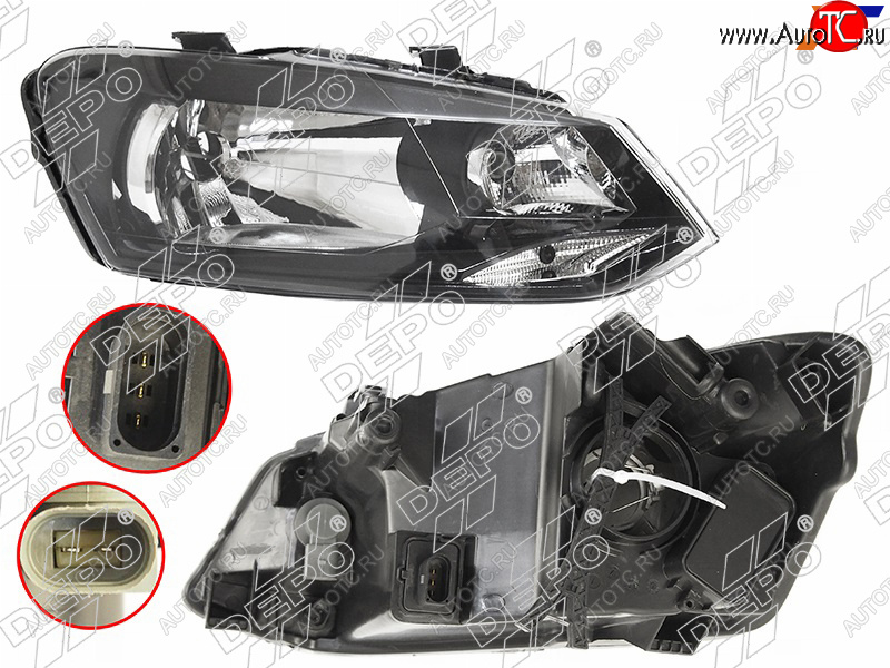 8 299 р. Фара Volkswagen Polo 09-20 (Спереди Справа) DEPO 441-11G9RMLDEM2  с доставкой в г. Вологда