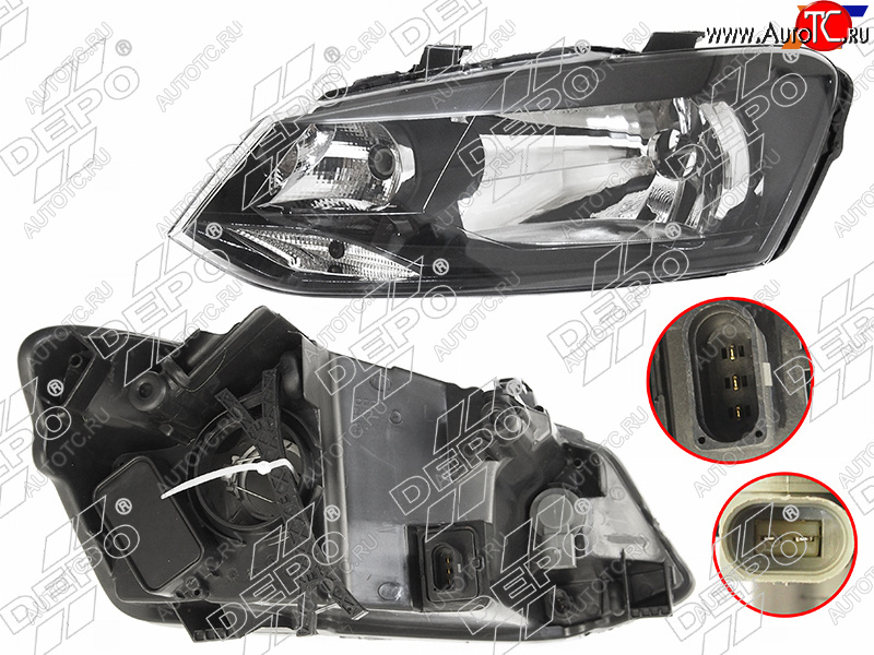 8 299 р. Фара VW POLO 10-20 LH 4D с корректором                                                               DEPO 441-11G9LMLDEM2  с доставкой в г. Вологда