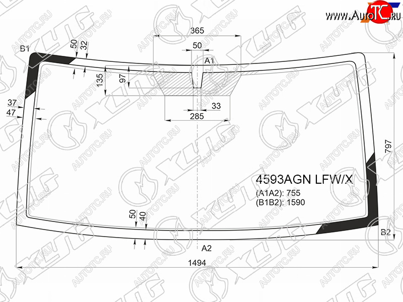 6 649 р. Стекло лобовое УАЗ Патриот 14-  Патриот Пикап 14-  Патриот Профи 17- XYG 4593AGN LFW/X  с доставкой в г. Вологда