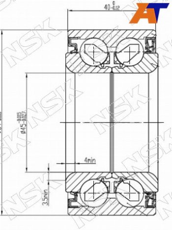 Подшипник передней ступицы HONDA ACCORDSTREAMSTEPWGNSMXAVANCIERODYSSEYCR-V98- NSK 45BWD07