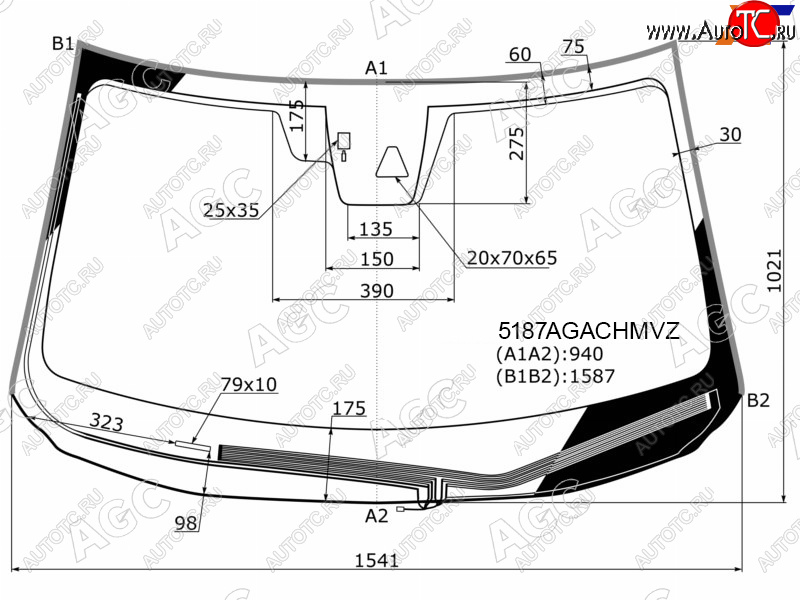 21 899 р. Стекло лобовое (Обогрев щеток Камера Датчик дождя Молдинг) Mazda CX-5 16- AGC 5187AGACHMVZ  с доставкой в г. Вологда