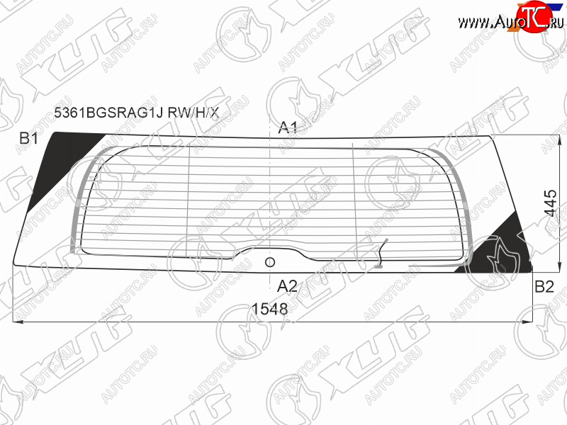 11 099 р. Стекло заднее (Цвет зеленый Обогрев Антенна) Mercedes-Benz GL-Class 06-12 XYG 5361BGSRAG1J RW/H/X  с доставкой в г. Вологда