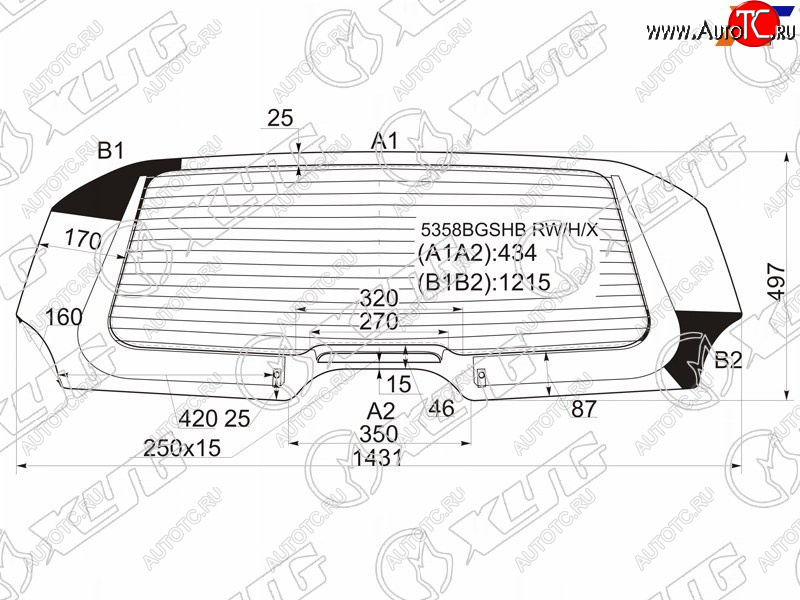 13 199 р. Стекло заднее (Цвет зеленый Обогрев) Mercedes-Benz A-Class 04-12 XYG 5358BGSHB RW/H/X  с доставкой в г. Вологда