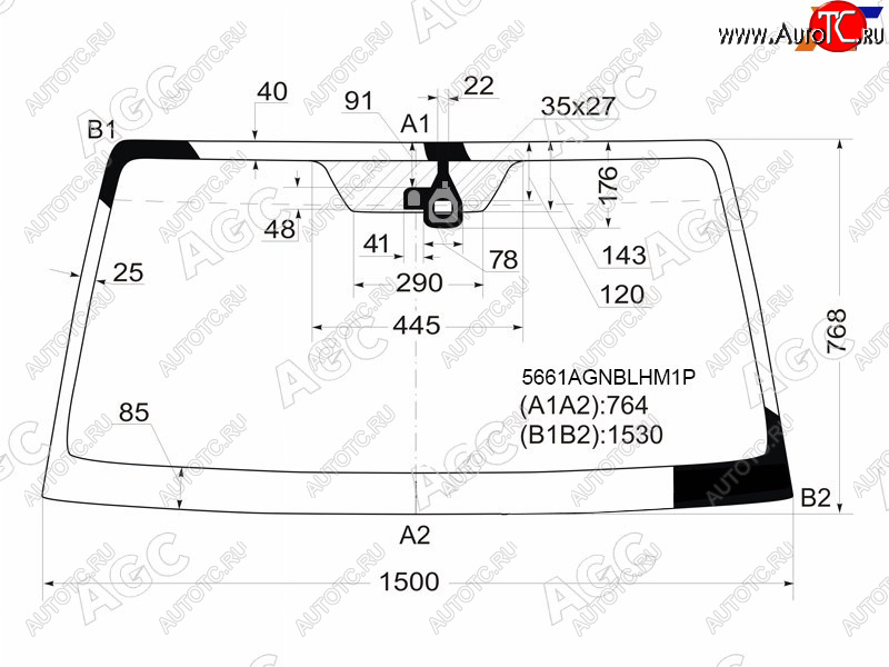 12 999 р. Стекло лобовое с обогревом щеток + дд MITSUBISHI PAJERO 35D 06-                                     AGC 5661AGNBLHM1P  с доставкой в г. Вологда