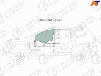 2 699 р. Стекло боковое опускное (Спереди Слева Цвет зеленый) Renault Duster 21-  Dacia Duster 17- XYG 7306LGNR5FD FD/LH  с доставкой в г. Вологда. Увеличить фотографию 1