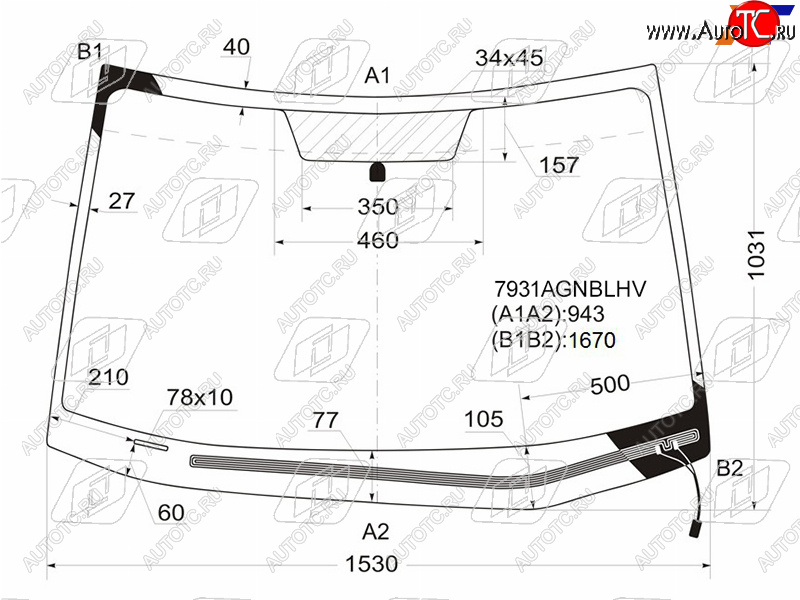 9 299 р. Стекло лобовое (Обогрев щеток) Subaru B9 Tribeca 04-14  Tribeca 07-14 FUYAO 7931AGNBLHV  с доставкой в г. Вологда