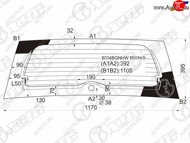 6 999 р. Стекло заднее (Цвет зеленый Обогрев) Opel Agila 07-14  Suzuki Splash 08-15 XYG 8034BGNHW RW/H/X  с доставкой в г. Вологда
