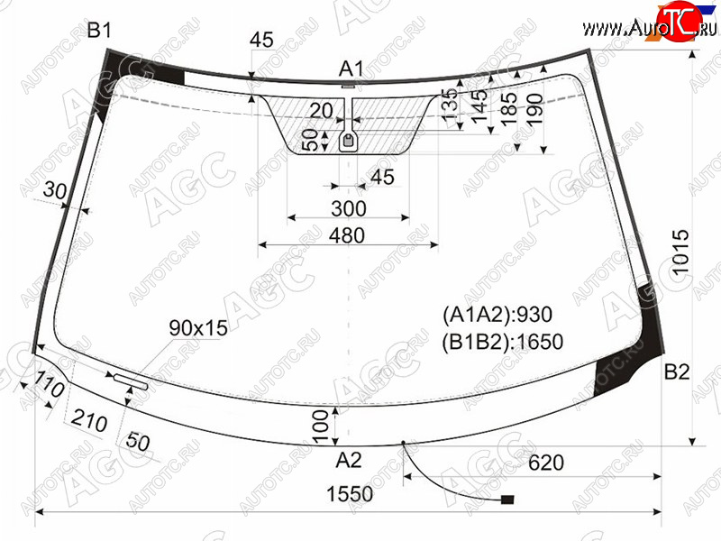 20 399 р. Стекло лобовое с обогревом щеток TOYOTA HIGHLANDERKLUGER 07-13                                      AGC 83G2AGNBLHV  с доставкой в г. Вологда
