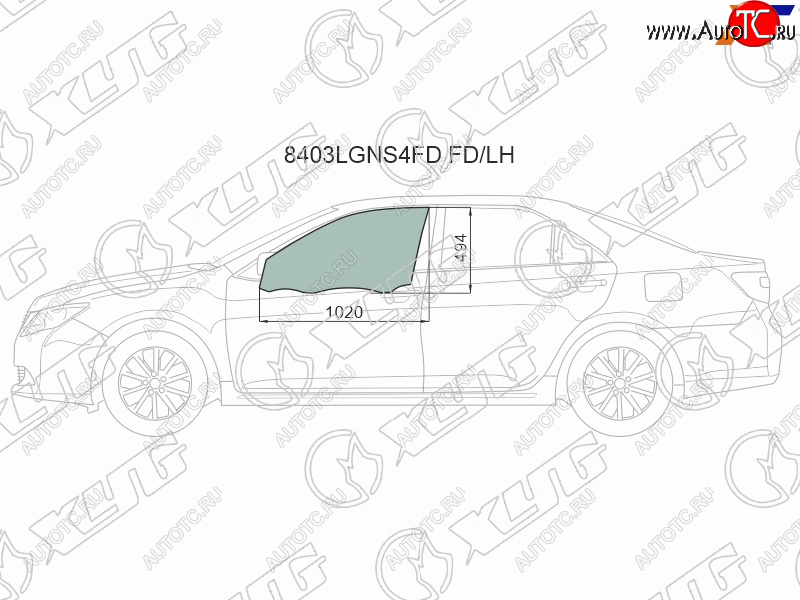3 079 р. Стекло боковое опускное (Спереди Слева Цвет зеленый Крепления) Toyota Camry (XV50) 11-18  Camry XYG 8403LGNS4FD FD/LH  с доставкой в г. Вологда