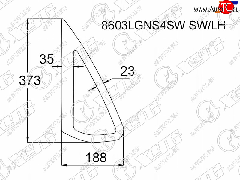 2 349 р. Стекло кузова боковое (не опускное) (Слева Цвет зеленый) Skoda Rapid 20-  Volkswagen Polo 09-20 XYG 8603LGNS4SW SW/LH  с доставкой в г. Вологда