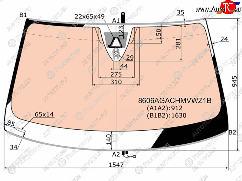 39 949 р. Стекло лобовое с полным обогревом + дд +камера VOLKSWAGEN TOUAREG 10-18                              PILKINGTON 8606AGACHMVWZ1B  с доставкой в г. Вологда