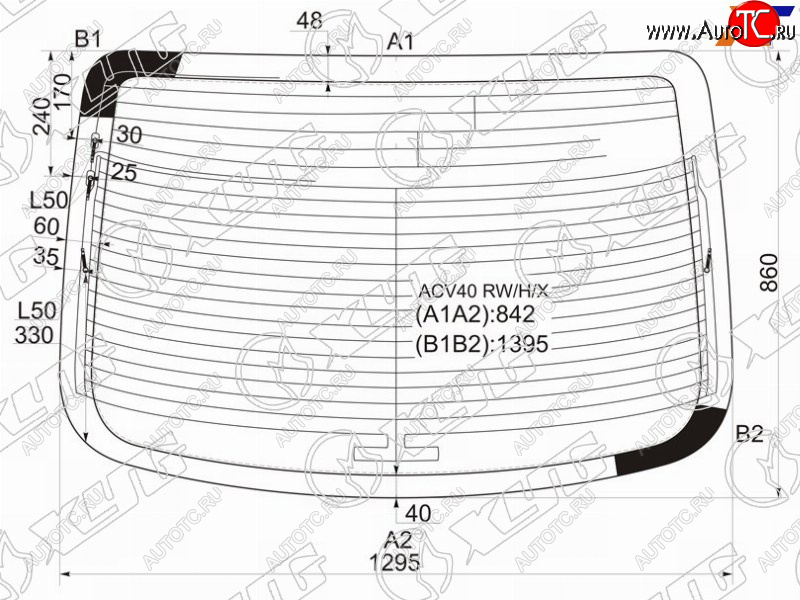 7 849 р. Стекло заднее (Цвет зеленый Обогрев Антенна) Toyota Camry (XV40) 06-11  Aurion 06-12  Camry UAE XYG ACV40 RW/H/X  с доставкой в г. Вологда