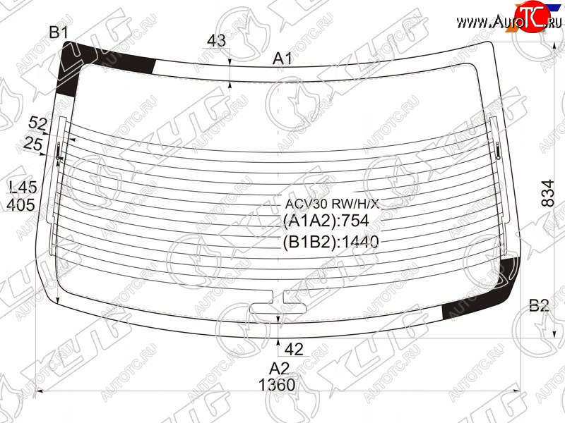 7 899 р. Стекло заднее (Цвет зеленый Обогрев Антенна) Toyota Camry (XV30) 01-06  Camry UAEUSA 01-06 XYG ACV30 RW/H/X  с доставкой в г. Вологда