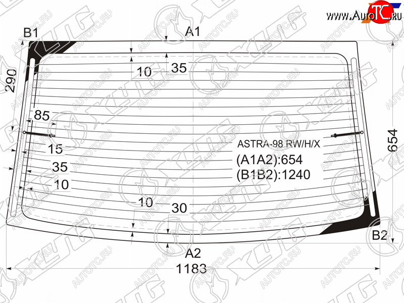 7 199 р. Стекло заднее (Цвет зеленый Обогрев 4D SED) Opel Astra 98-09  Chevrolet Viva 04-08 XYG ASTRA-98 RW/H/X  с доставкой в г. Вологда