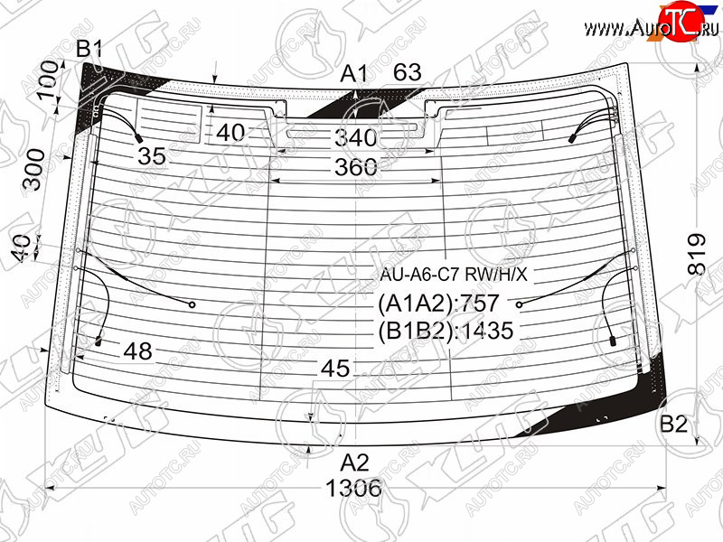12 899 р. Стекло заднее (Цвет зеленый Обогрев Антенна) Audi A6 10-18  S6 12-18 XYG AU-A6-C7 RW/H/X  с доставкой в г. Вологда