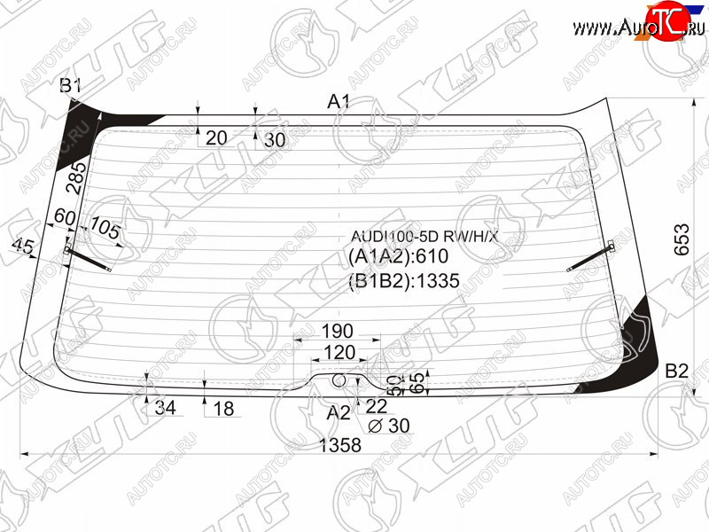 9 549 р. Стекло заднее (Цвет зеленый Обогрев) Audi A6 94-97  100 91-95 XYG AUDI100-5D RW/H/X  с доставкой в г. Вологда