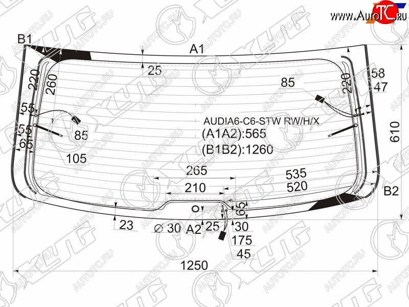9 549 р. Стекло заднее (Цвет зеленый Обогрев Антенна) Audi A6 04-10  A6 allroad quattro 06-12  S6 06-11 XYG AUDIA6-C6-STW RW/H/X  с доставкой в г. Вологда