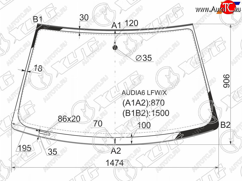 6 999 р. Стекло лобовое (Молдинг 4D SED) Audi A6 97-05 XYG AUDIA6 LFW/X  с доставкой в г. Вологда