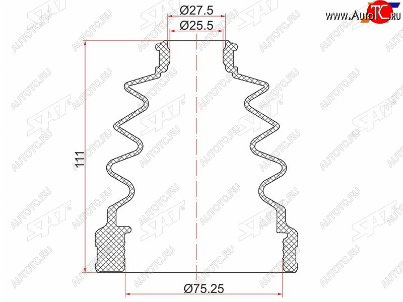 529 р. Пыльник шруса внутреннего LH TOYOTA ACV3#ACV40 NZT260ANE10ACUMCU2030ACM21ACR30AZR65 SAT C-1941T  с доставкой в г. Вологда