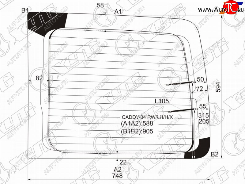 6 799 р. Стекло заднее (Цвет зеленый Обогрев) Volkswagen Caddy 03-20 XYG CADDY-04 RW/LH/H/X  с доставкой в г. Вологда