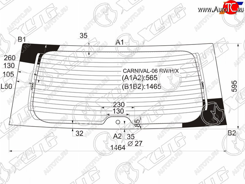 7 299 р. Стекло заднее (Цвет зеленый Обогрев) Kia Carnival 06-14  Hyundai Entourage 06-09 XYG CARNIVAL-06 RW/H/X  с доставкой в г. Вологда