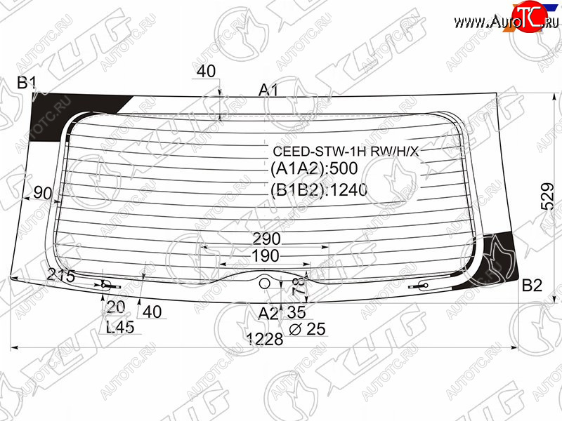 9 749 р. Стекло заднее (Цвет зеленый Обогрев 5D WGN) Kia Ceed 06-12 XYG CEED-STW-1H RW/H/X  с доставкой в г. Вологда