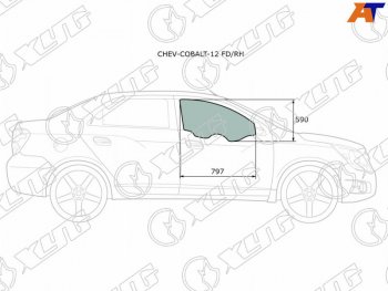 2 789 р. Стекло боковое опускное (Спереди Справа Цвет зеленый) Chevrolet Cobalt 13-  Ravon R4 16-20 XYG CHEV-COBALT-12 FD/RH  с доставкой в г. Вологда. Увеличить фотографию 2