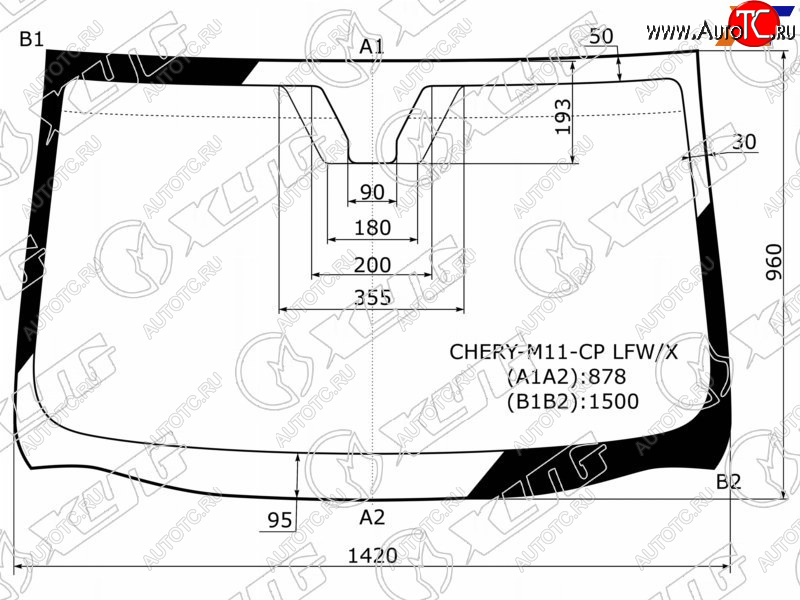 7 299 р. Стекло лобовое Chery M11 10-16 XYG CHERY-M11-CP LFW/X  с доставкой в г. Вологда