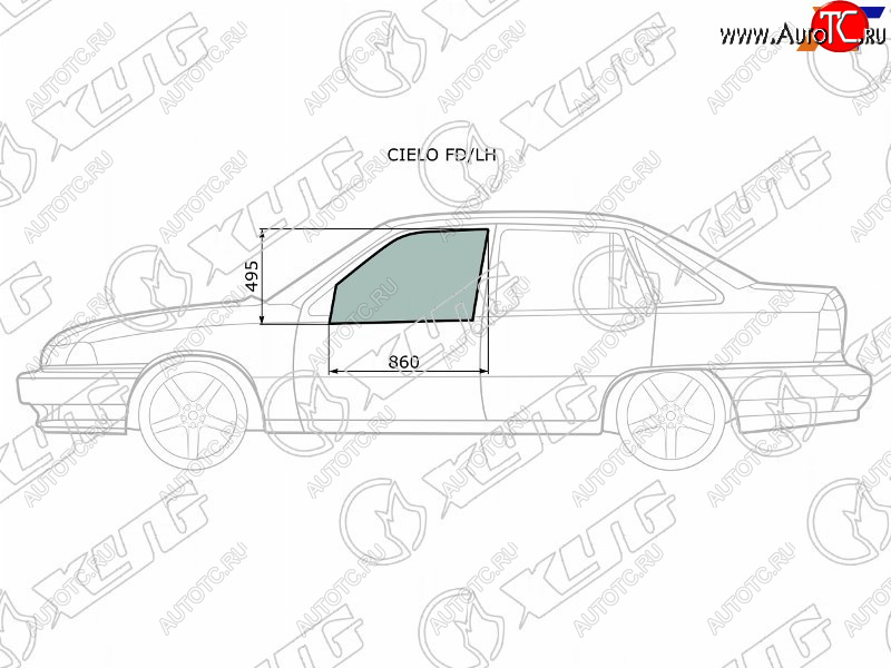 2 199 р. Стекло боковое опускное (Спереди Слева Цвет зеленый) Daewoo Nexia 94-16 XYG CIELO FD/LH  с доставкой в г. Вологда