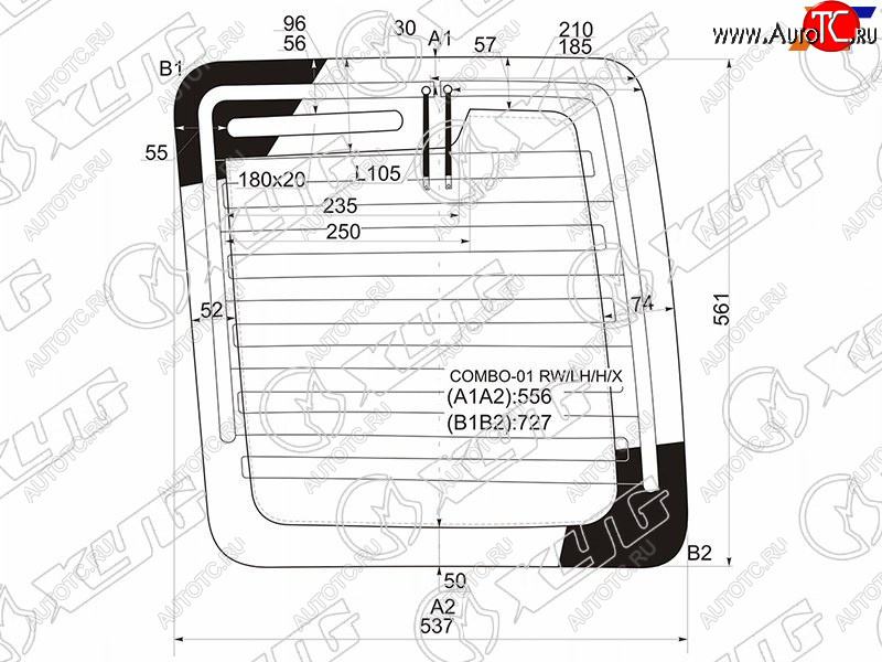 6 599 р. Стекло заднее (Цвет зеленый Обогрев) Opel Combo 01-11 XYG COMBO-01 RW/LH/H/X  с доставкой в г. Вологда
