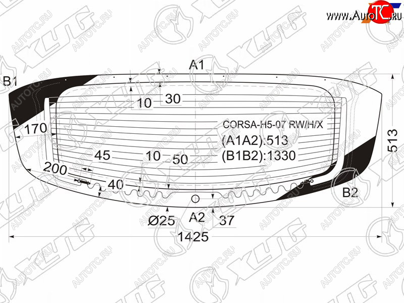 10 449 р. Стекло заднее (Цвет зеленый Обогрев 5D HBK) Opel Corsa 06-14 XYG CORSA-H5-07 RW/H/X  с доставкой в г. Вологда