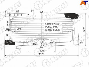 10 999 р. Стекло заднее (Цвет зеленый Обогрев) Ford C-MAX 03-10 XYG C-MAX RW/H/X  с доставкой в г. Вологда. Увеличить фотографию 2