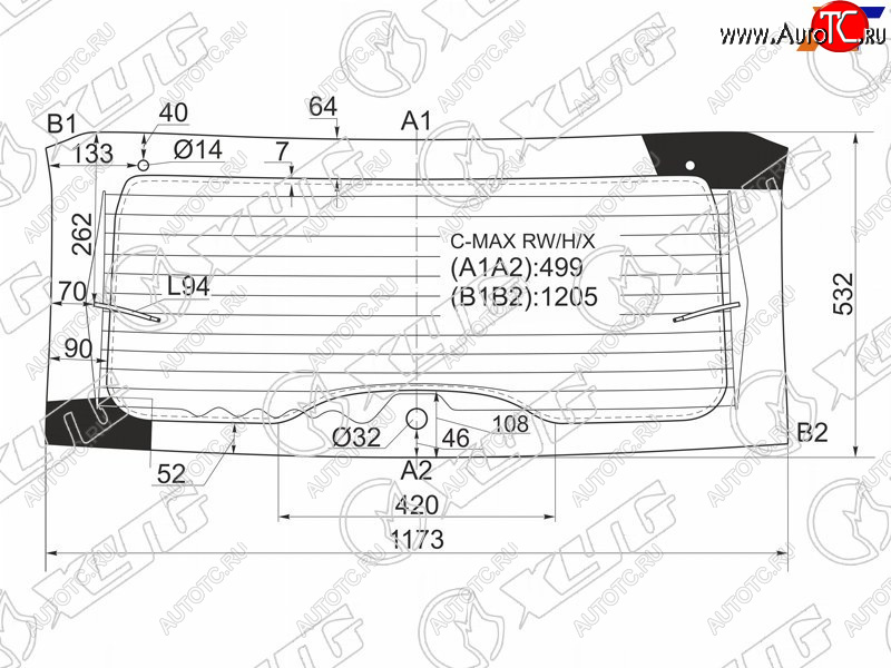 10 999 р. Стекло заднее (Цвет зеленый Обогрев) Ford C-MAX 03-10 XYG C-MAX RW/H/X  с доставкой в г. Вологда