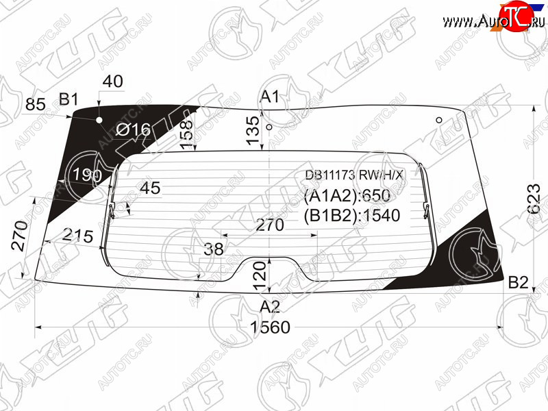 12 449 р. Стекло заднее (Цвет зеленый Обогрев) Chevrolet Tahoe 06-14  Cadillac Escalade 06-15  Chevrolet Su XYG DB11173 RW/H/X  с доставкой в г. Вологда