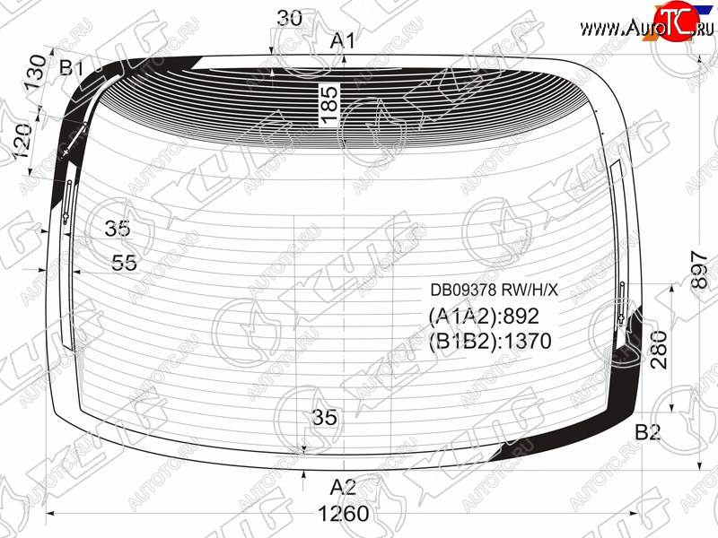5 849 р. Стекло заднее (Цвет зеленый Обогрев Антенна) Chrysler 300M 98-04 XYG DB09378 RW/H/X  с доставкой в г. Вологда
