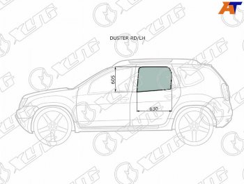 Стекло боковое опускное (Сзади Слева Цвет зеленый) Nissan Terrano 14-22  Renault Duster 10-21  D XYG DUSTER RD/LH
