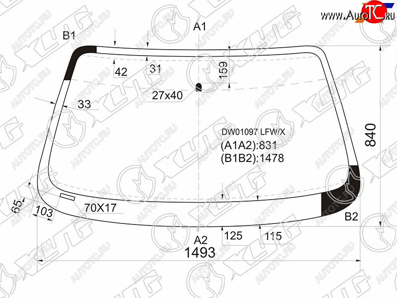 7 999 р. Стекло лобовое Ford Taurus 85-95 XYG DW01097 LFW/X  с доставкой в г. Вологда