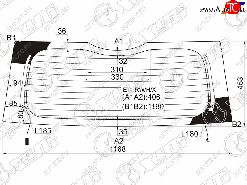 4 649 р. Стекло заднее (Цвет зеленый Обогрев) Nissan Note 05-13 XYG E11 RW/H/X  с доставкой в г. Вологда