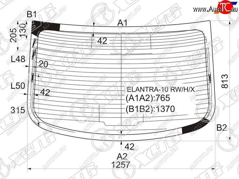 7 999 р. Стекло заднее (Цвет зеленый Обогрев Антенна) Hyundai Elantra 10-16  Avante 10-15 XYG ELANTRA-10 RW/H/X  с доставкой в г. Вологда