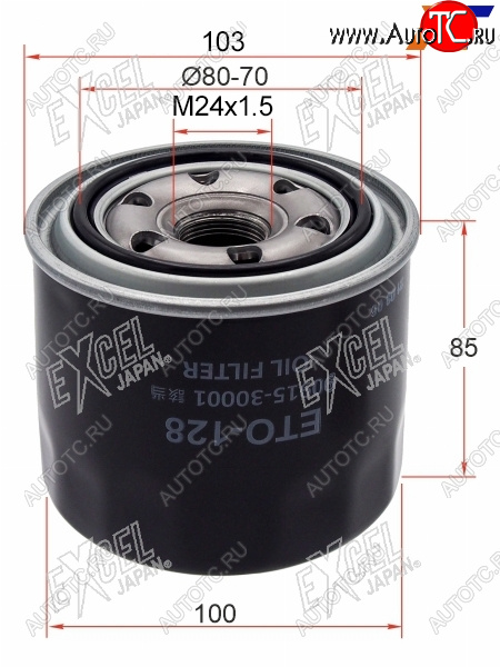 859 р. Фильтр масляный TOYOTA 1C,2C#,3C#,1N# 88- EXCEL JAPAN ETO-128  с доставкой в г. Вологда