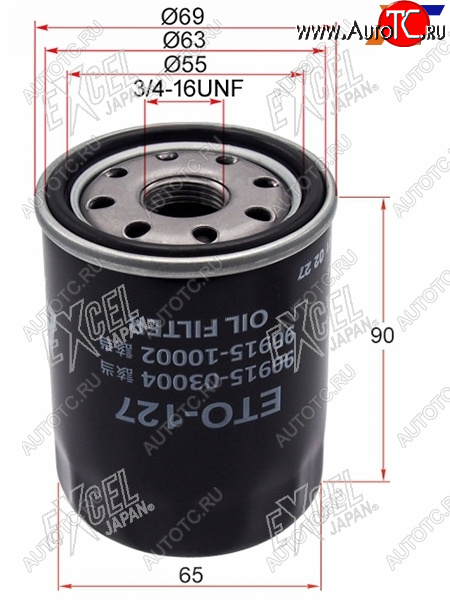 429 р. Фильтр масляный TOYOTA #AZF#,#GE,#GTE 90-                                                            EXCEL JAPAN ETO-127  с доставкой в г. Вологда