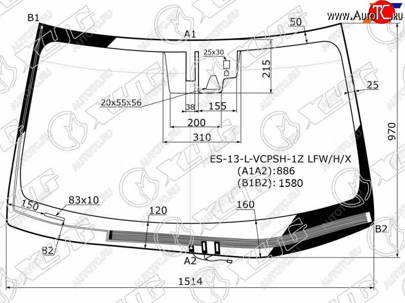 11 299 р. Стекло лобовое (Обогрев щеток Камера Датчик дождя) Lexus ES 12-15 XYG ES-13-L-VCPSH-1Z LFW/H/X  с доставкой в г. Вологда