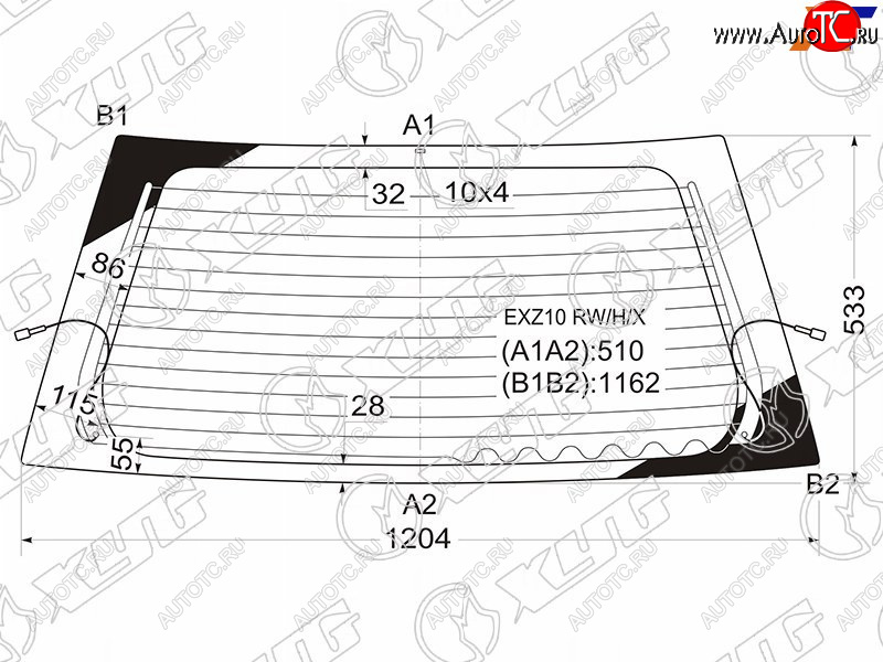 8 749 р. Стекло заднее (Цвет зеленый Обогрев) Toyota Raum 97-03 XYG EXZ10 RW/H/X  с доставкой в г. Вологда