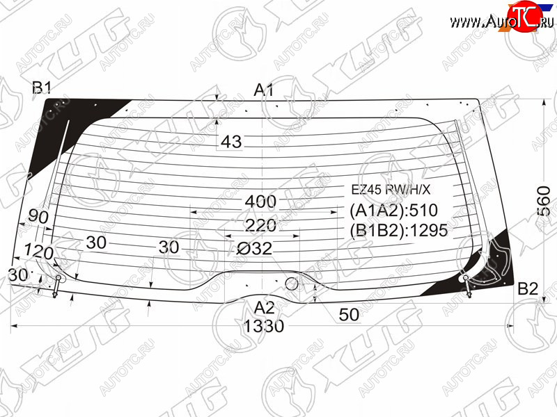 13 949 р. Стекло заднее (Цвет зеленый Обогрев) Mitsubishi Grandis 03-09 XYG EZ45 RW/H/X  с доставкой в г. Вологда