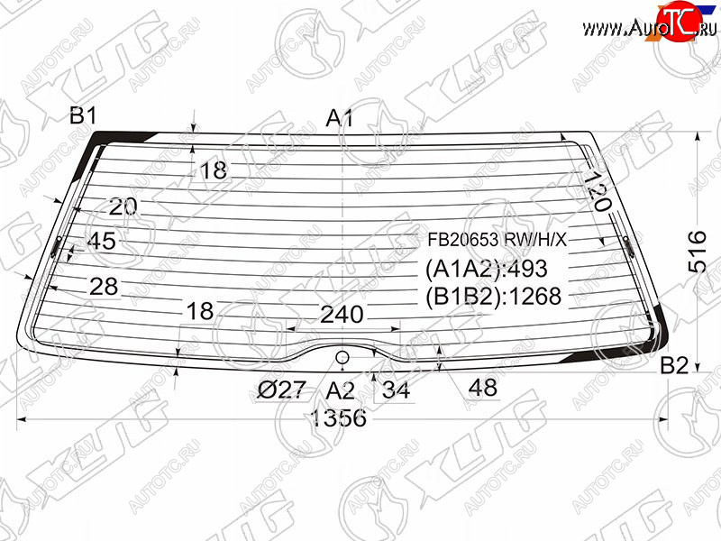7 549 р. Стекло заднее (Цвет зеленый Обогрев) Volkswagen Passat 96-05 XYG FB20653 RW/H/X  с доставкой в г. Вологда