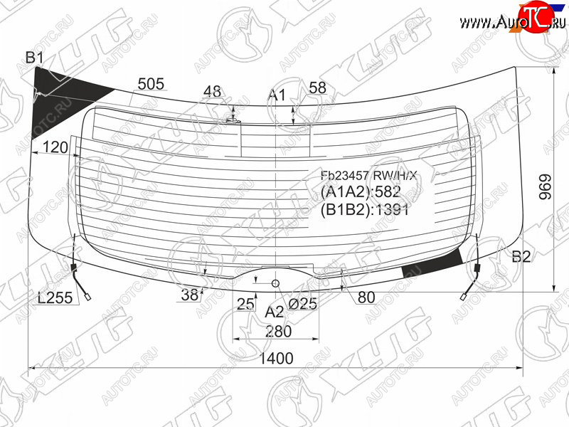 14 899 р. Стекло заднее (Цвет зеленый Обогрев Антенна) Mazda CX-9 07-15 XYG FB23457 RW/H/X  с доставкой в г. Вологда
