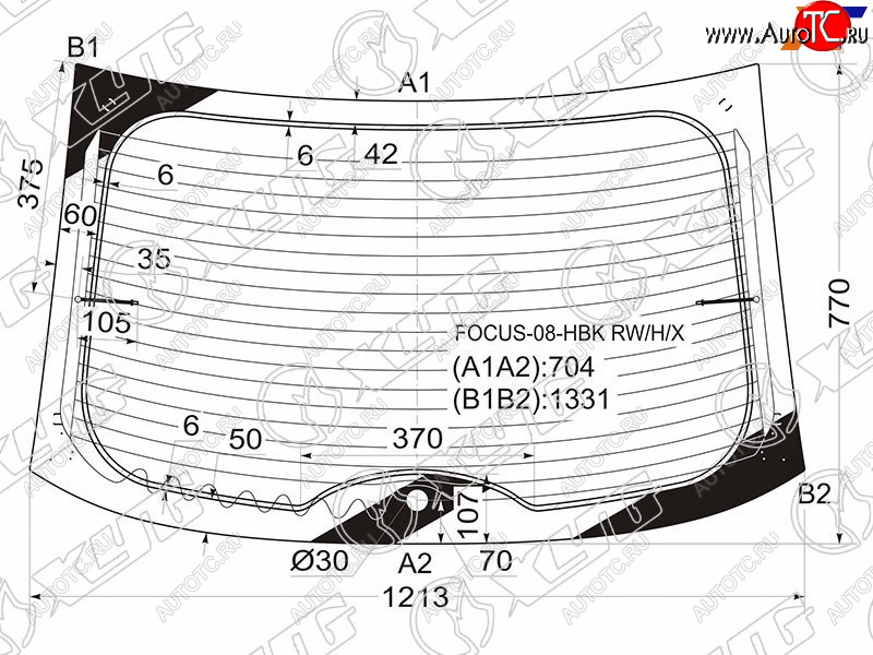 7 999 р. Стекло заднее (Цвет зеленый Обогрев 35D HBK) Ford Focus 07-11 XYG FOCUS-08-HBK RW/H/X  с доставкой в г. Вологда