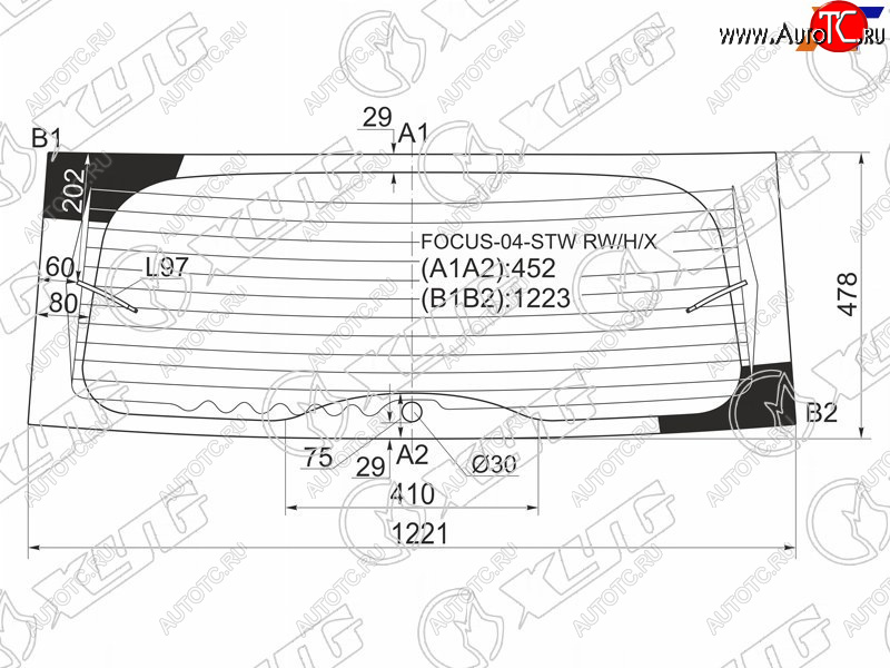 7 549 р. Стекло заднее (Цвет зеленый Обогрев) Ford Focus 04-11 XYG FOCUS-04-STW RW/H/X  с доставкой в г. Вологда