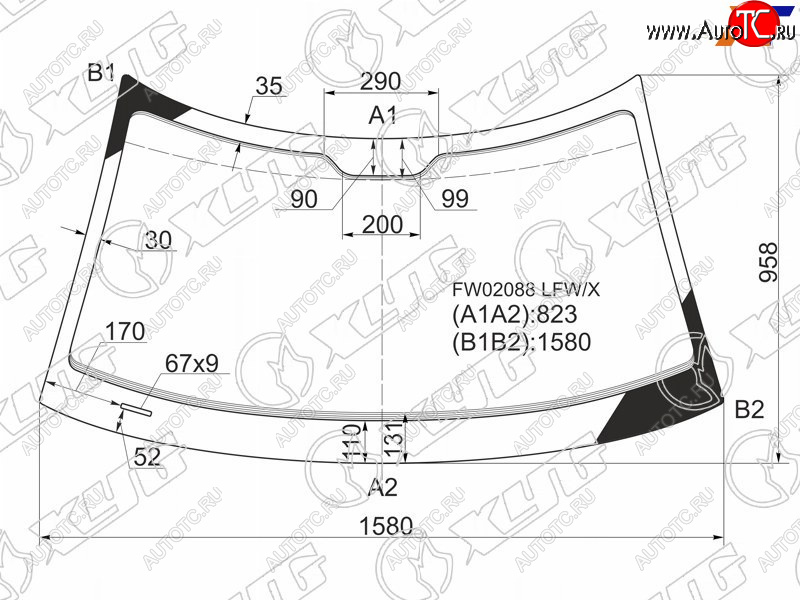 6 599 р. Стекло лобовое Saab 9-5 97-10 XYG FW02088 LFW/X  с доставкой в г. Вологда