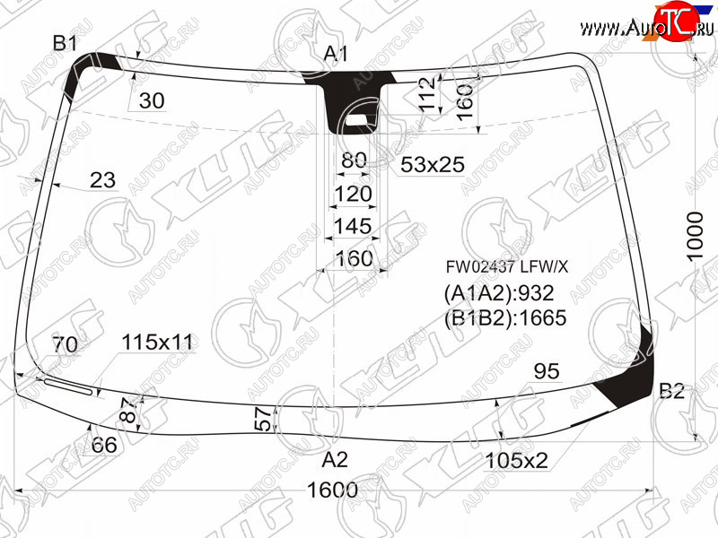 10 549 р. Стекло лобовое (Датчик дождя) Acura MDX 00-06  Honda MDX 03-06 XYG FW02437 LFW/X  с доставкой в г. Вологда
